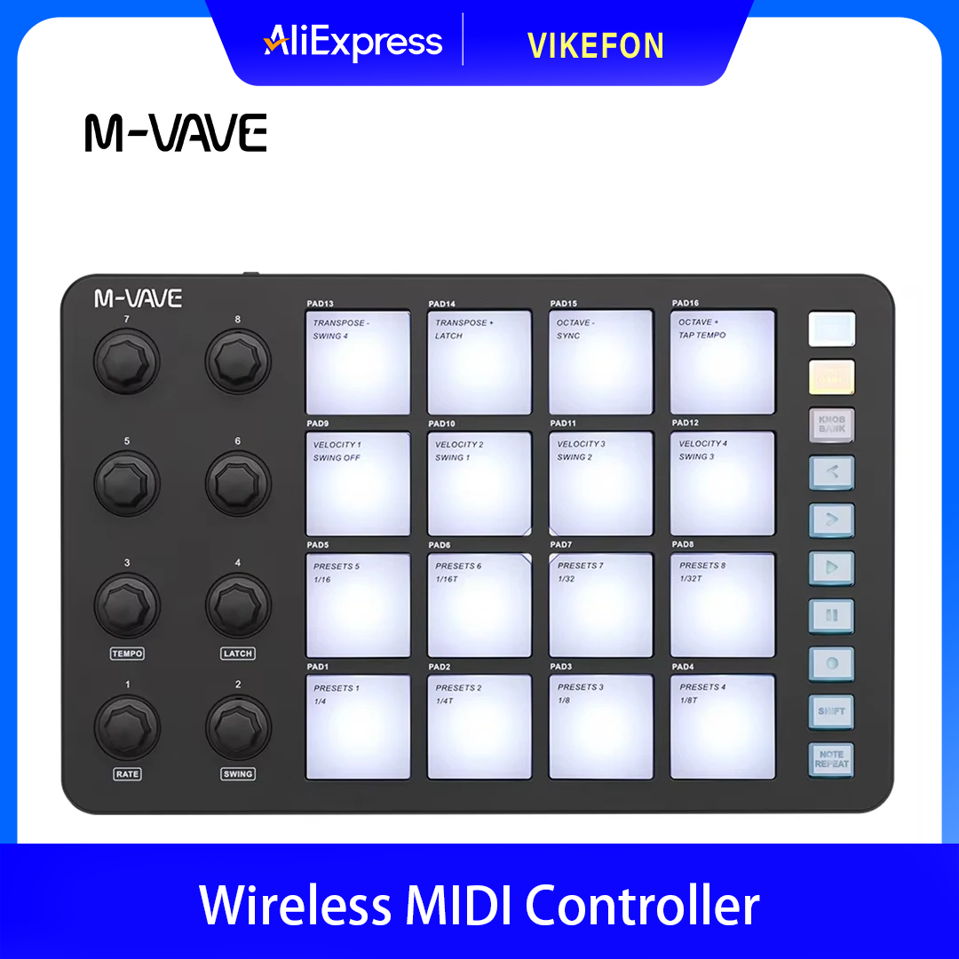 Midi Controller Pad - M-VAVE SMC-PAD Kablosuz MIDI Kontrol Cihazı