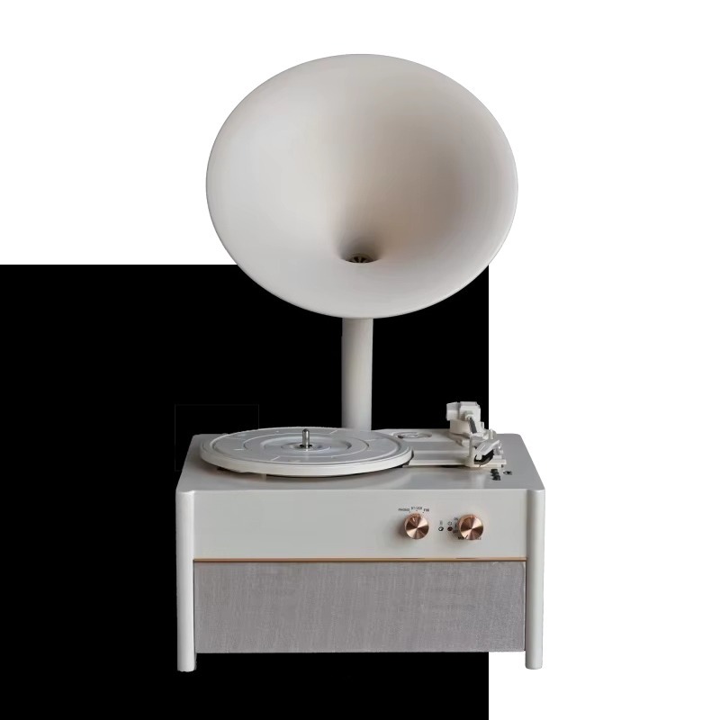 Audio Music Player Pc - Şık Beyaz Vinil Plak Çalar Vintage
