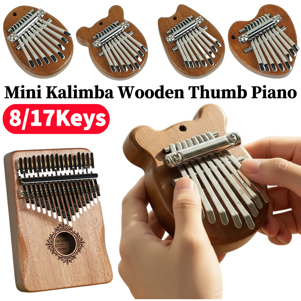 Kalimba Thumb Piano - 8/17 Tuşlu Mini Ahşap Kalimba Yüksek