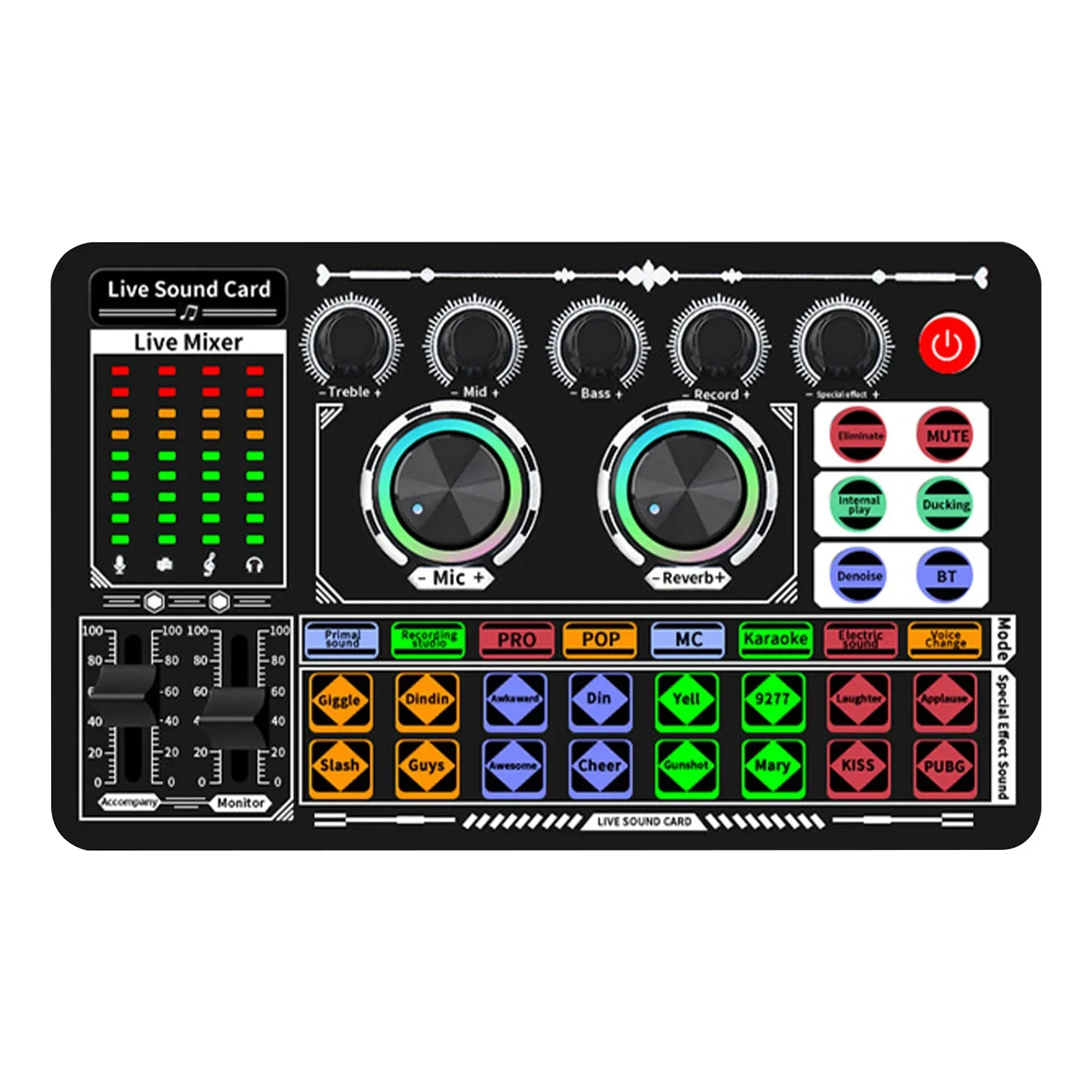 Audio Music Voice Changer - USB Ses Mikseri Canlı Ses Kartı