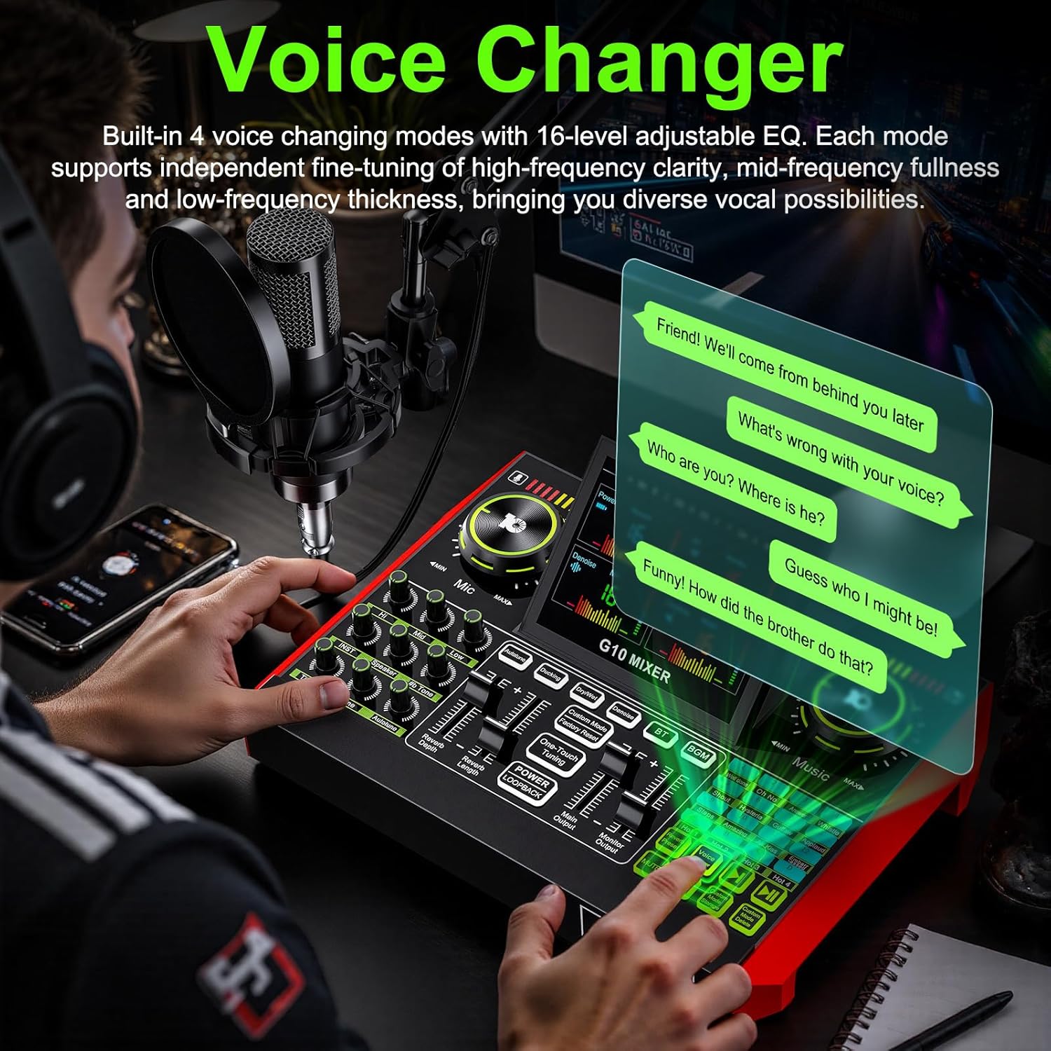 Audio Music Voice Changer - Tenlamp G10 Canlı Yayın Ses Arabirimi